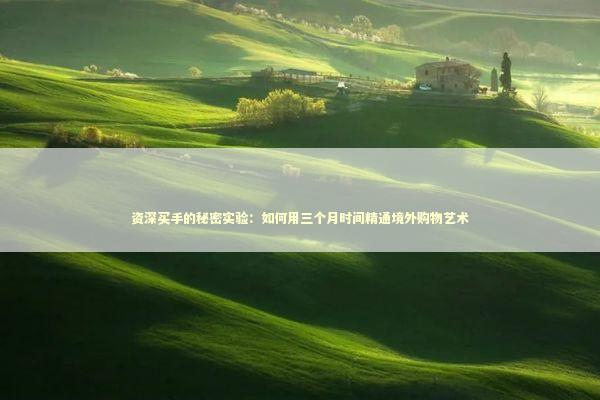 资深买手的秘密实验：如何用三个月时间精通境外购物艺术 新闻
